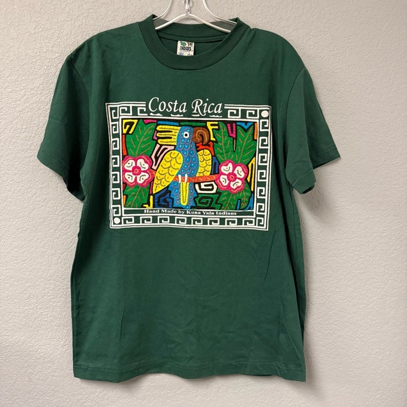 Tops - Vintage Costa Rica Indios by Siamarmola Medium Green T Shirt Kuna Yaia '90s (57)